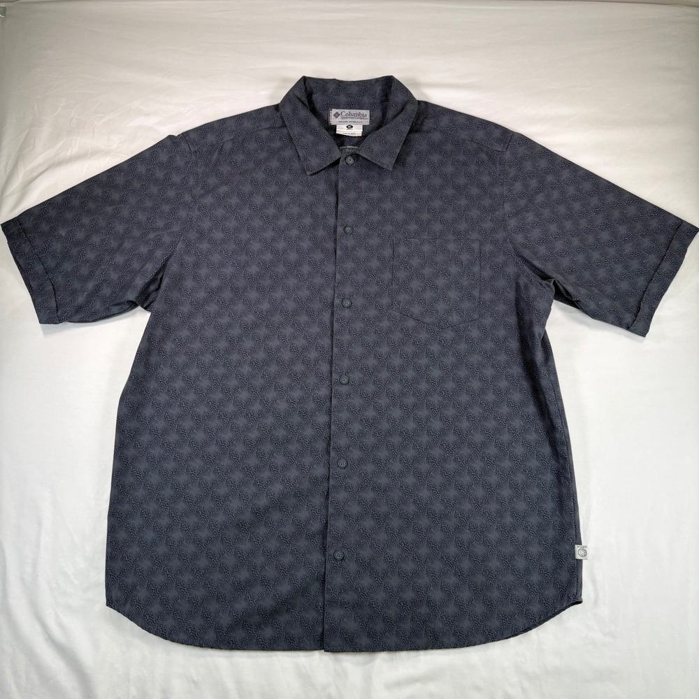 Columbia Convert Shirt Mens XL Button Up Grey Pattern Short Sleeve Outdoor